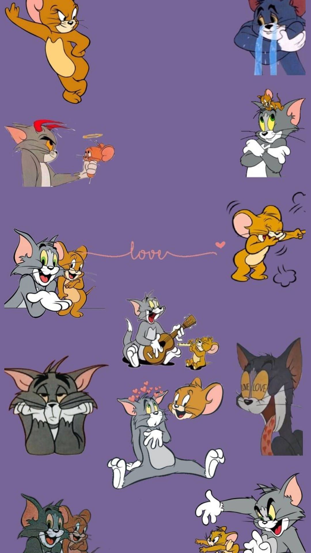 Download Chaotic Tom And Jerry Aesthetic Purple Wallpaper