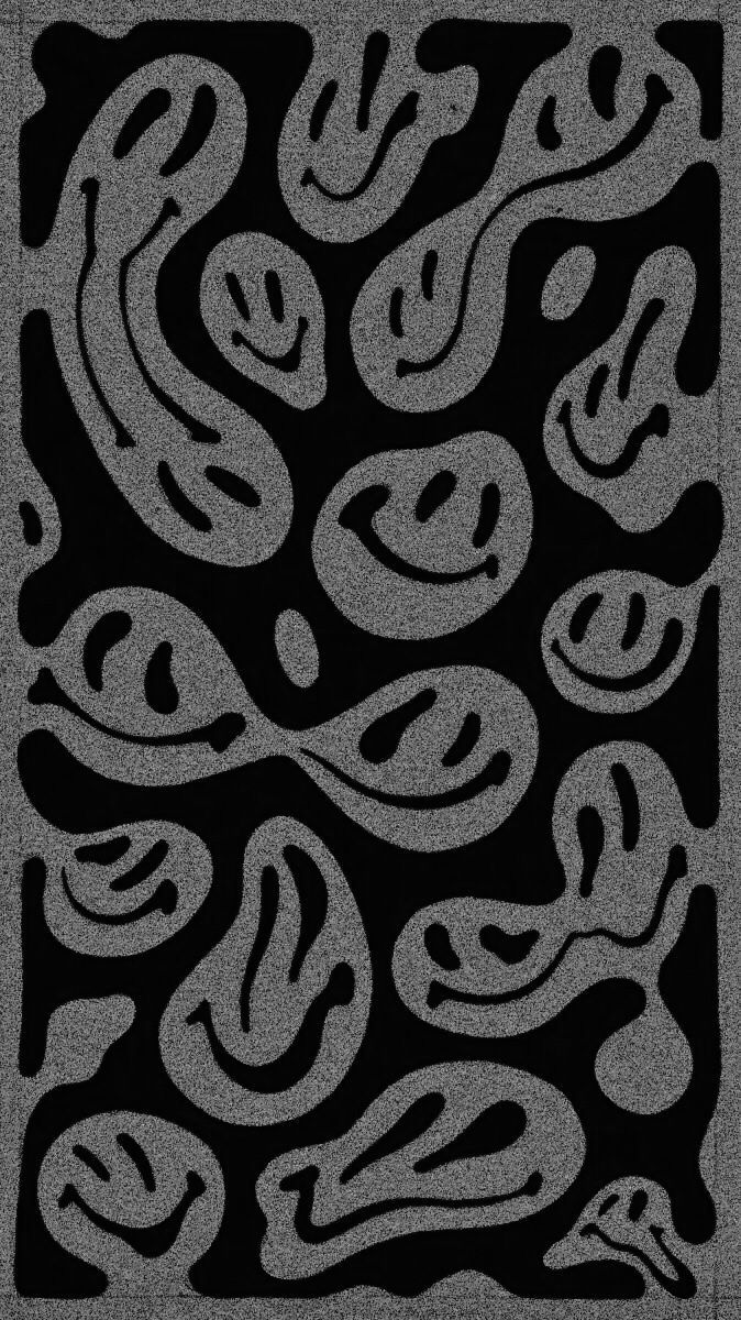 A black and white pattern of abstract shapes - Smile