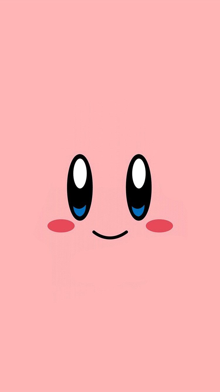 A cute pink cartoon character with blue eyes - Smile