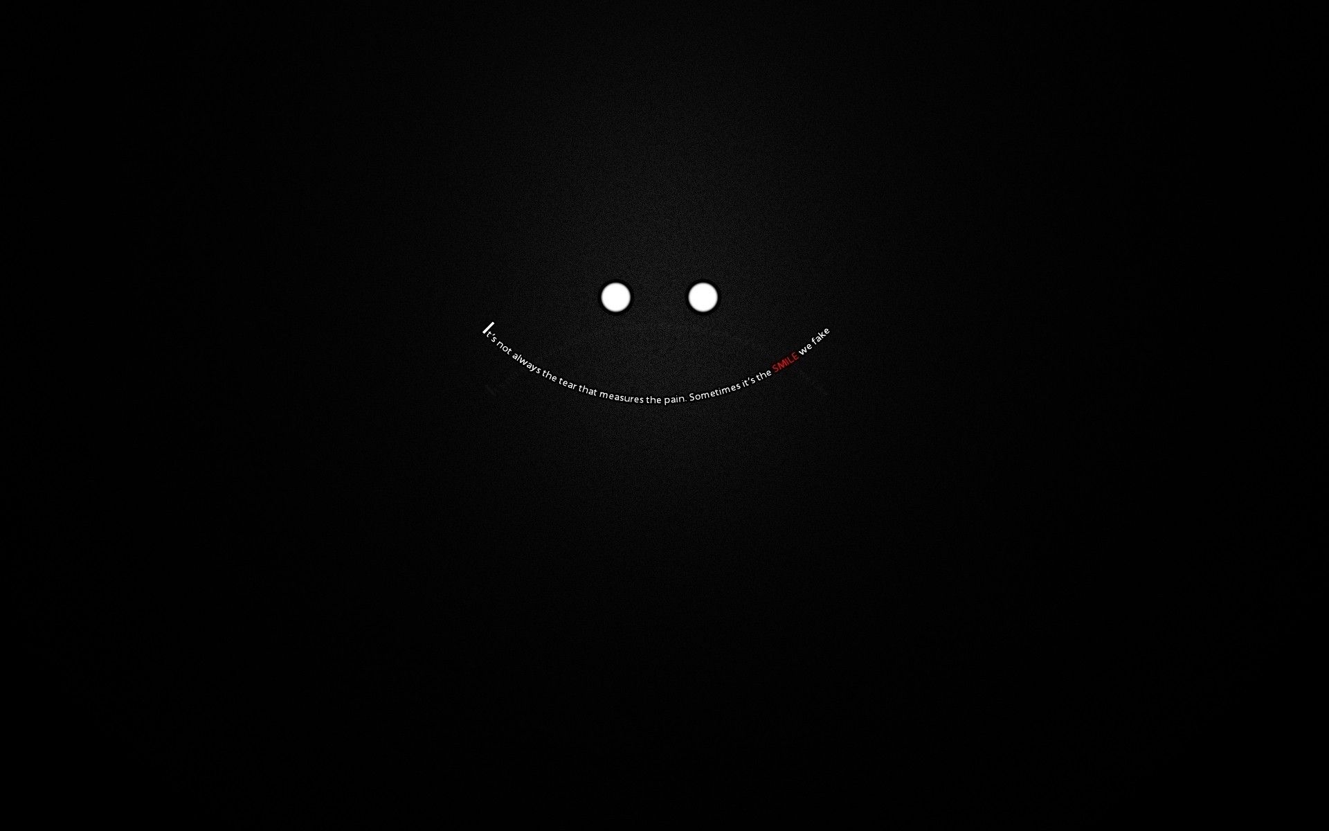 Black background with two dots and a line in the middle - Smile