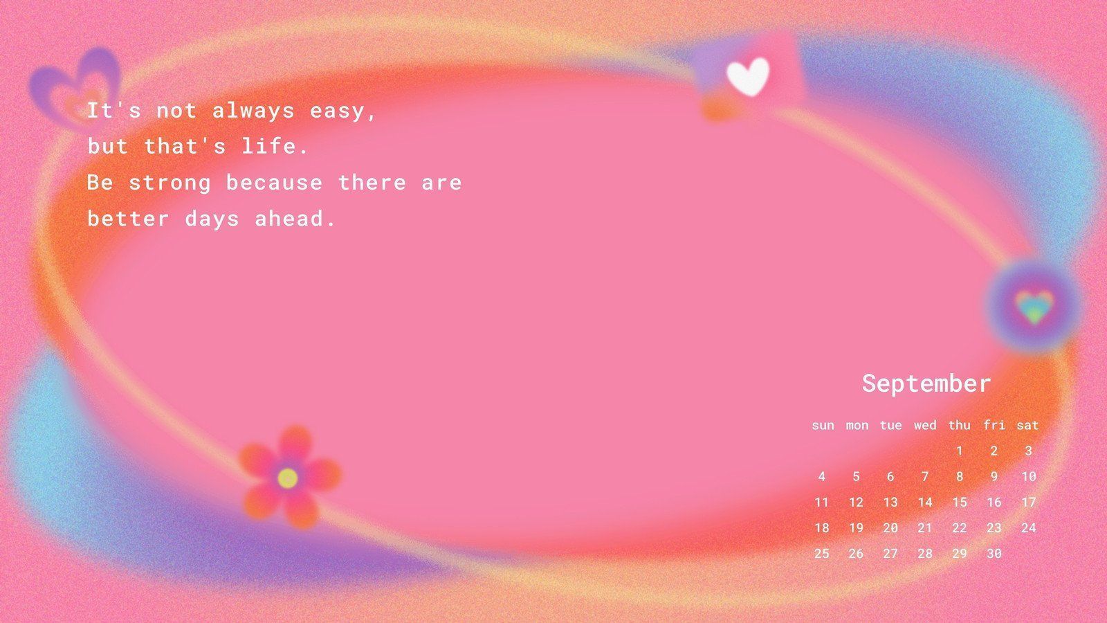 A calendar with pink and hearts on it - Y2K
