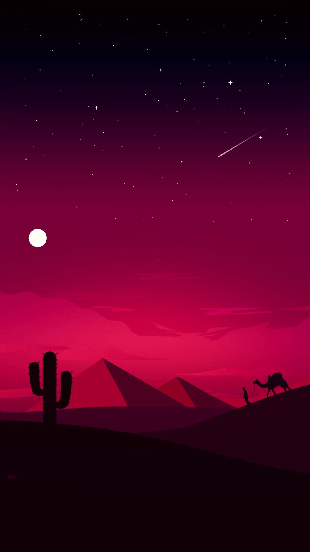 A desert scene with stars in the sky - IPhone