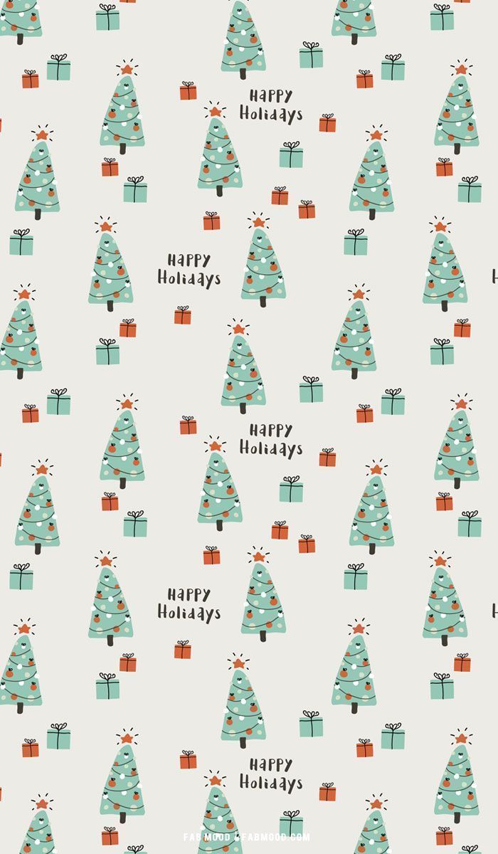 Christmas tree phone wallpaper, happy holidays, presents on the side, white background - Christmas, white Christmas, cute Christmas, cute