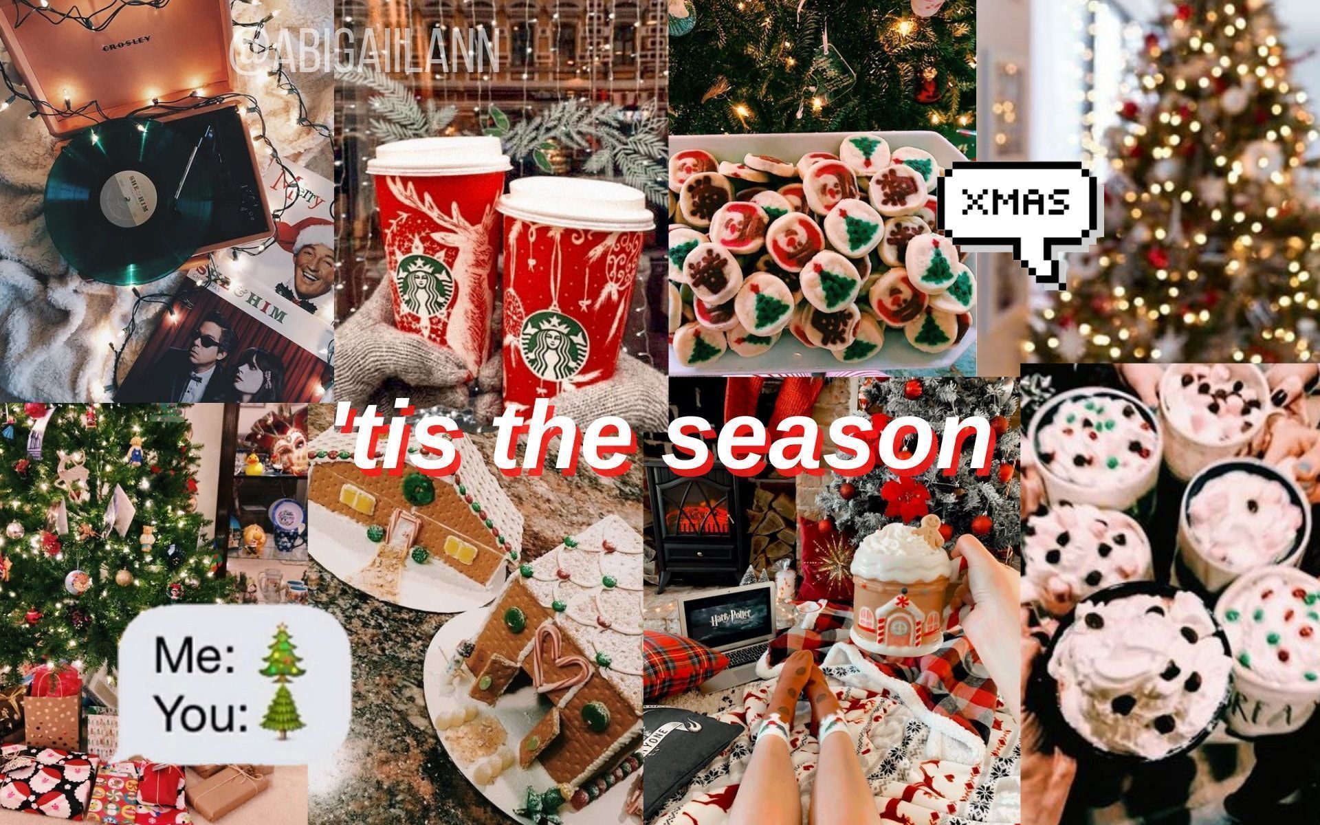 Christmas photo collage with the words 'tis the season - Christmas, white Christmas, cute Christmas
