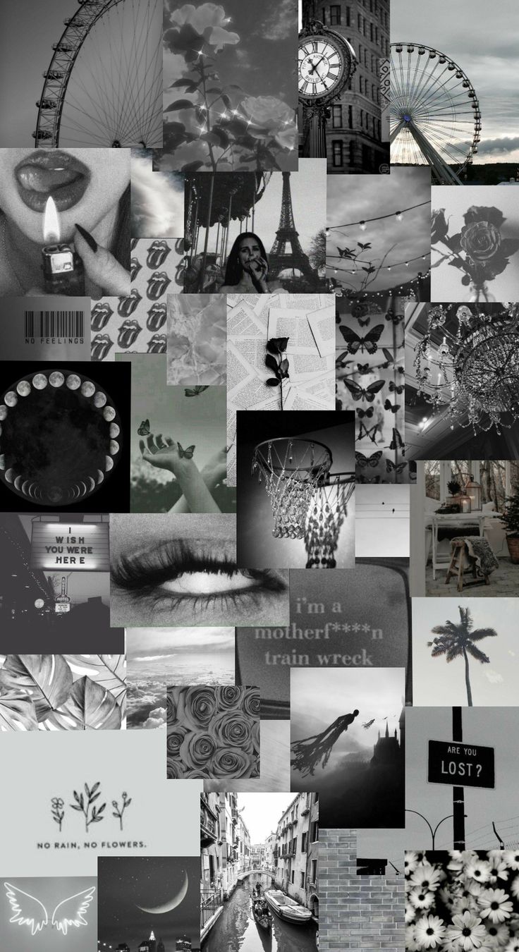 Aesthetic collage background black and white. - Gray