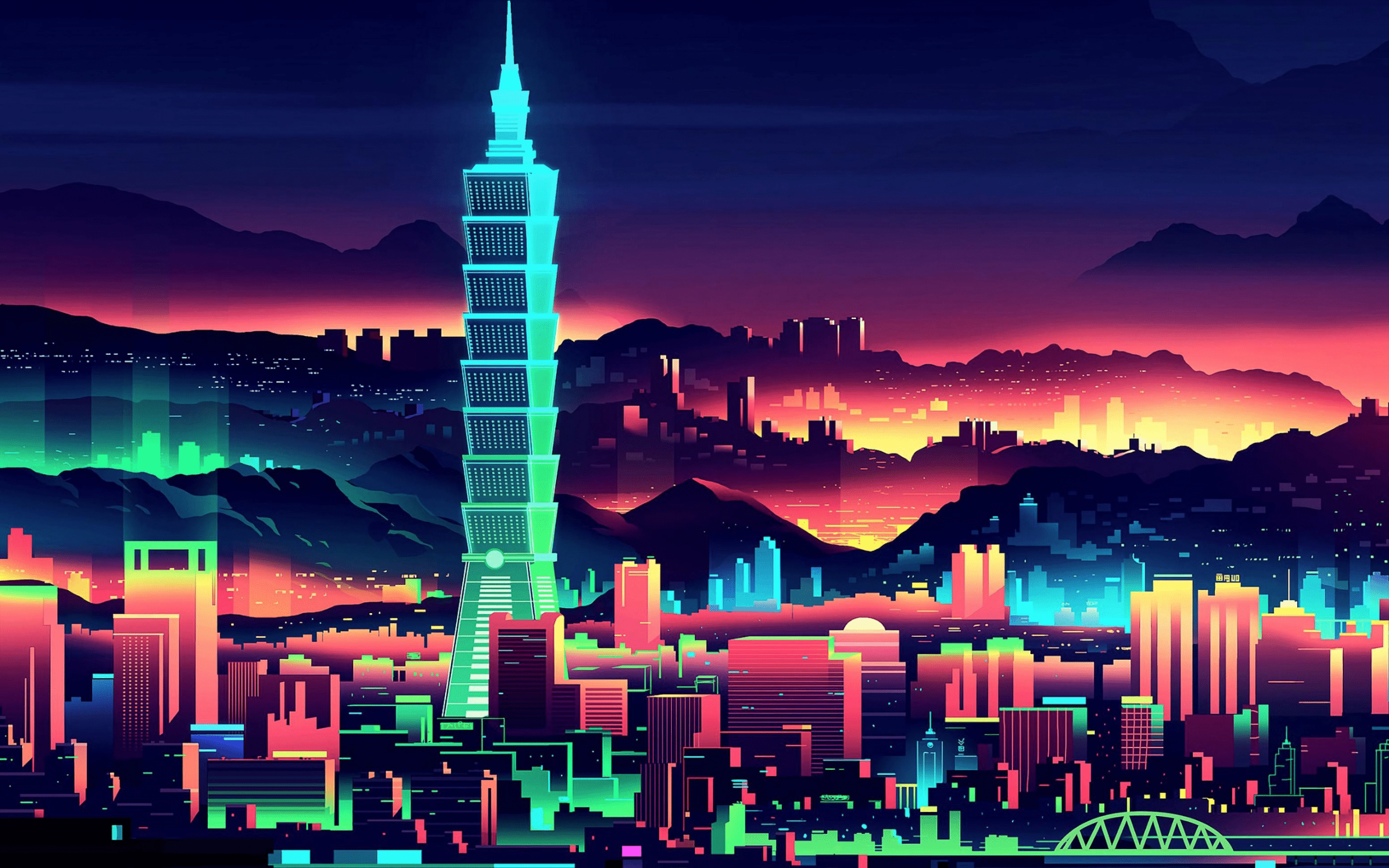 Taipei 101 building in the night - 2560x1600