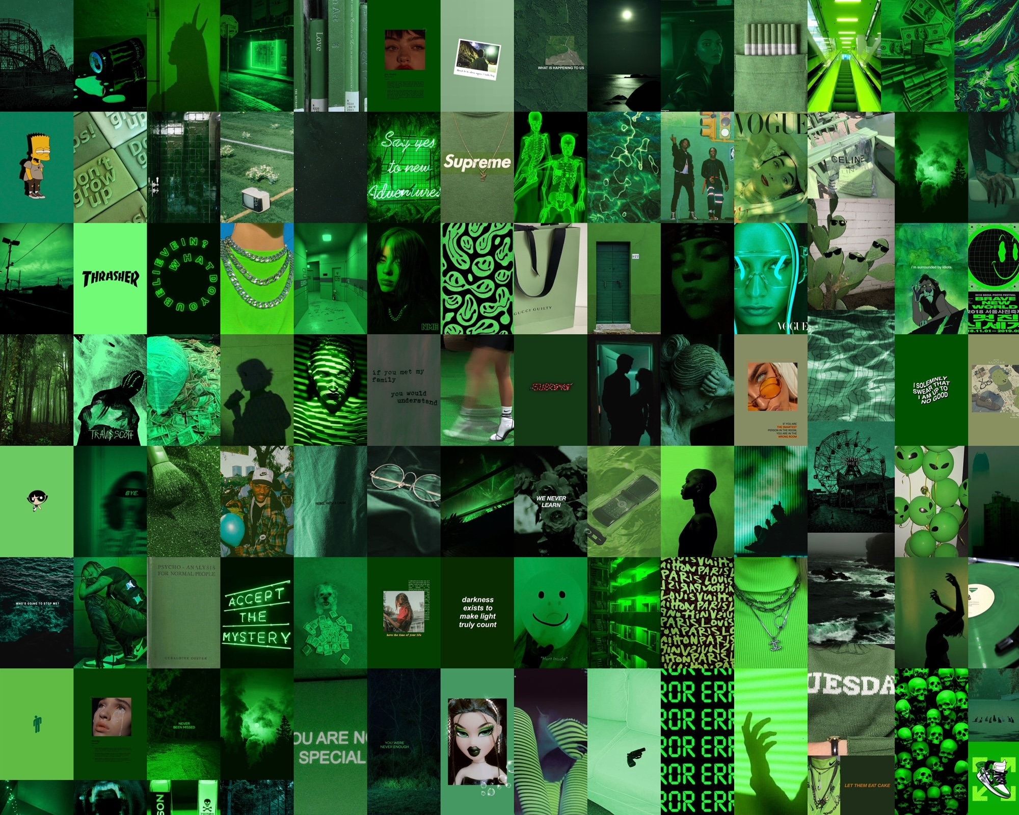 Green Wall Collage Kit Green Collage Kit Green Aesthetic