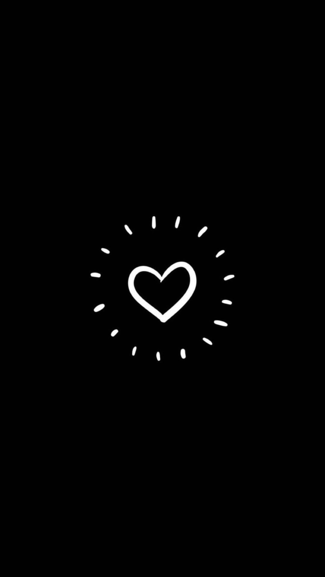 A black background with a white heart in the middle - Black heart
