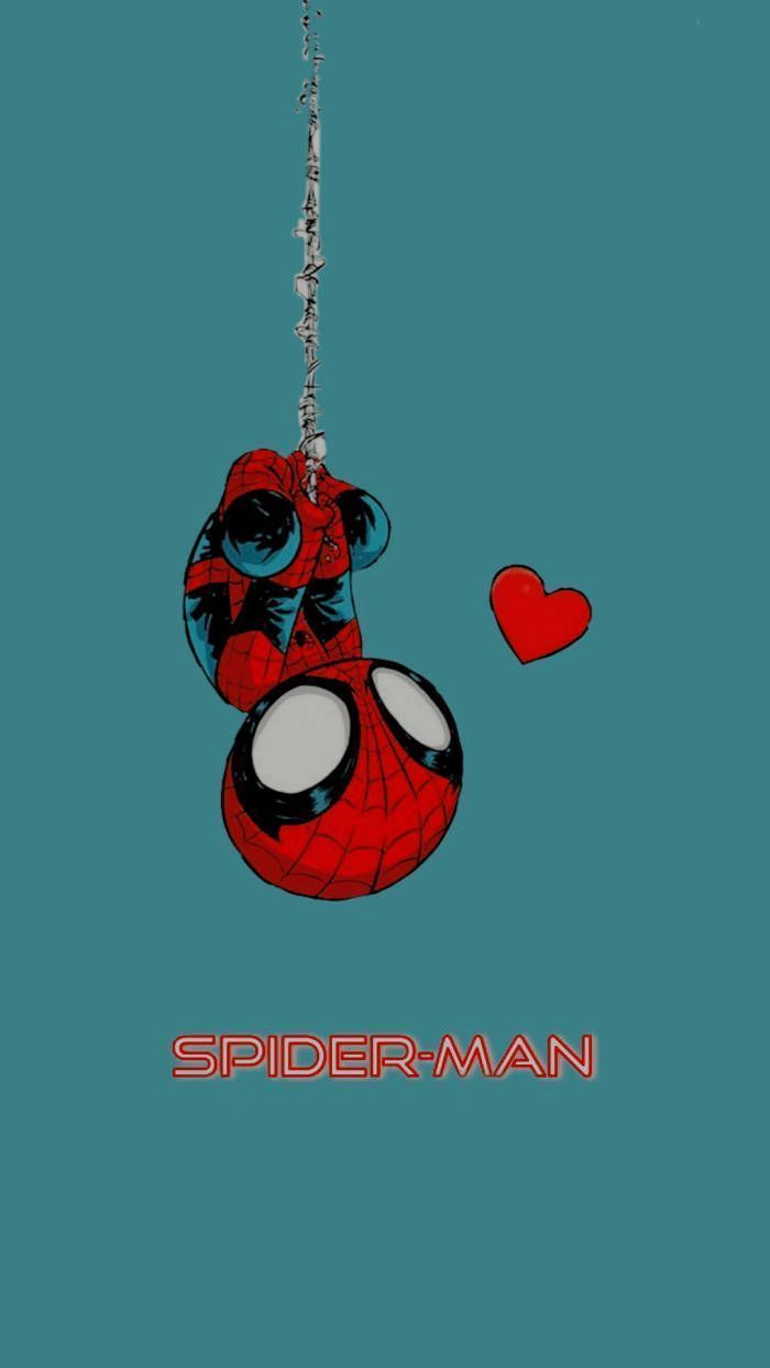 Spider man hanging from a string with hearts - Avengers, Marvel