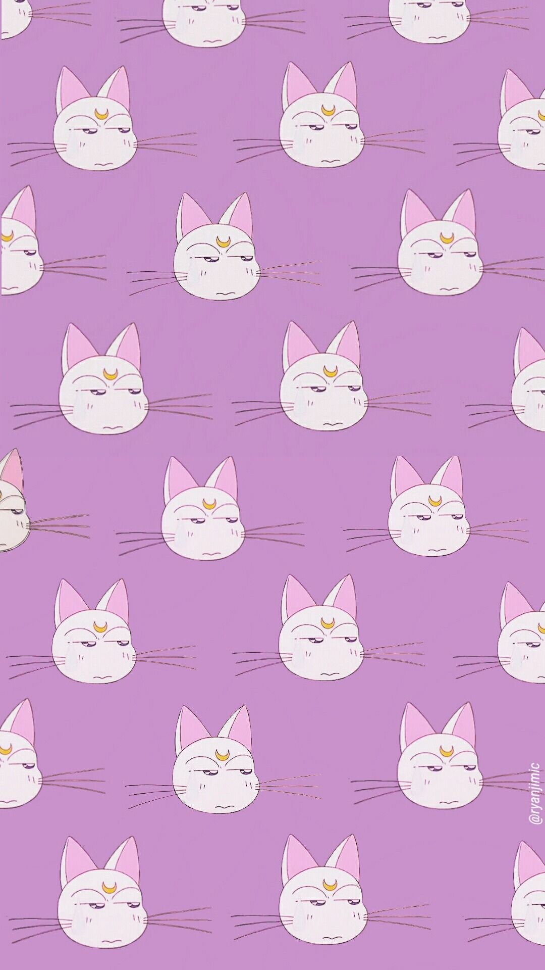 A pattern of cats on purple background - Sailor Moon