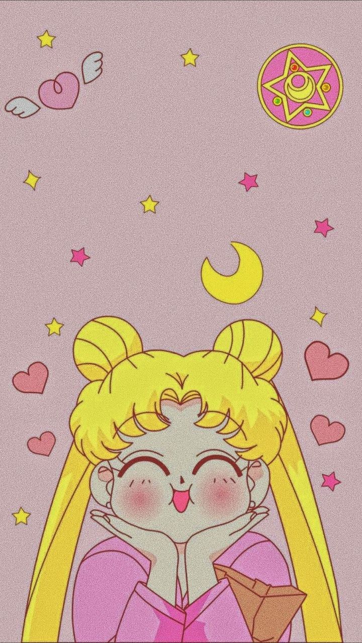 A cartoon character with stars and hearts - Sailor Moon