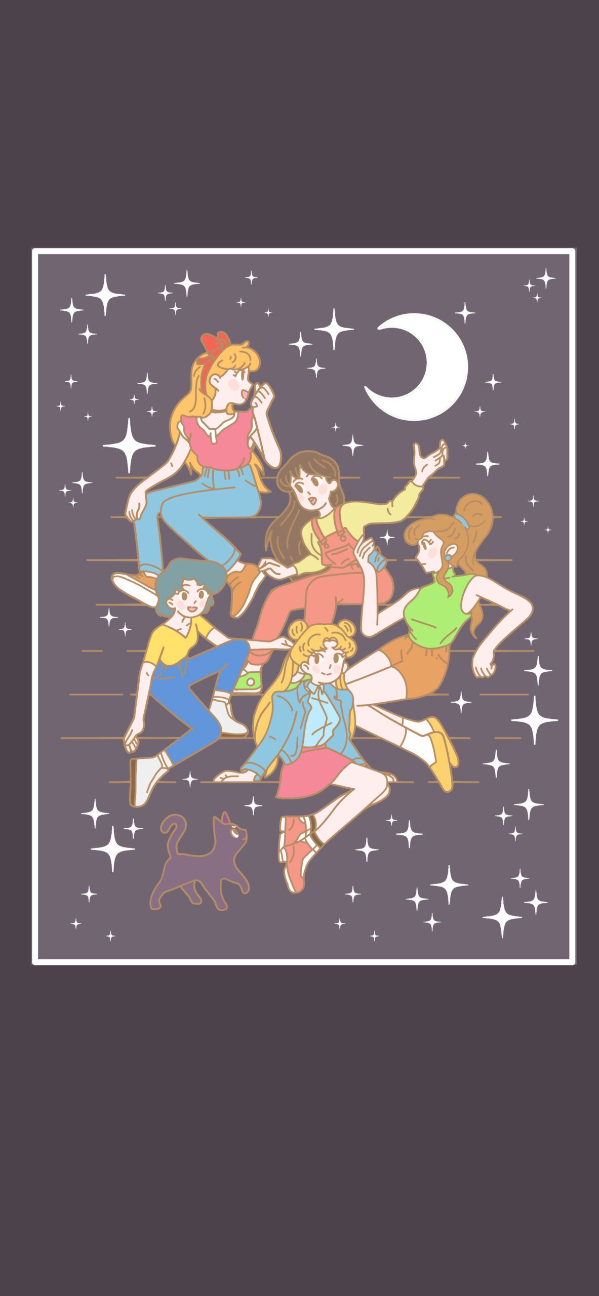 A poster with several girls and stars - Sailor Moon