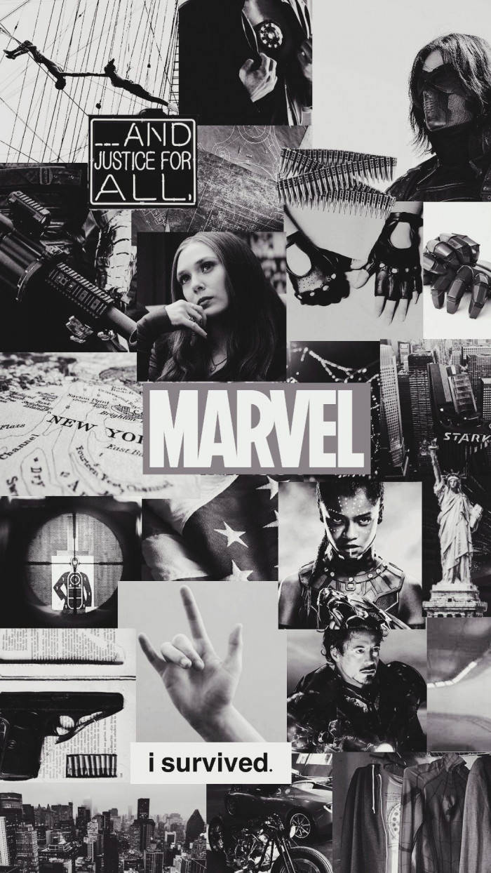 Download Black And White Marvel Aesthetic Collage Wallpaper