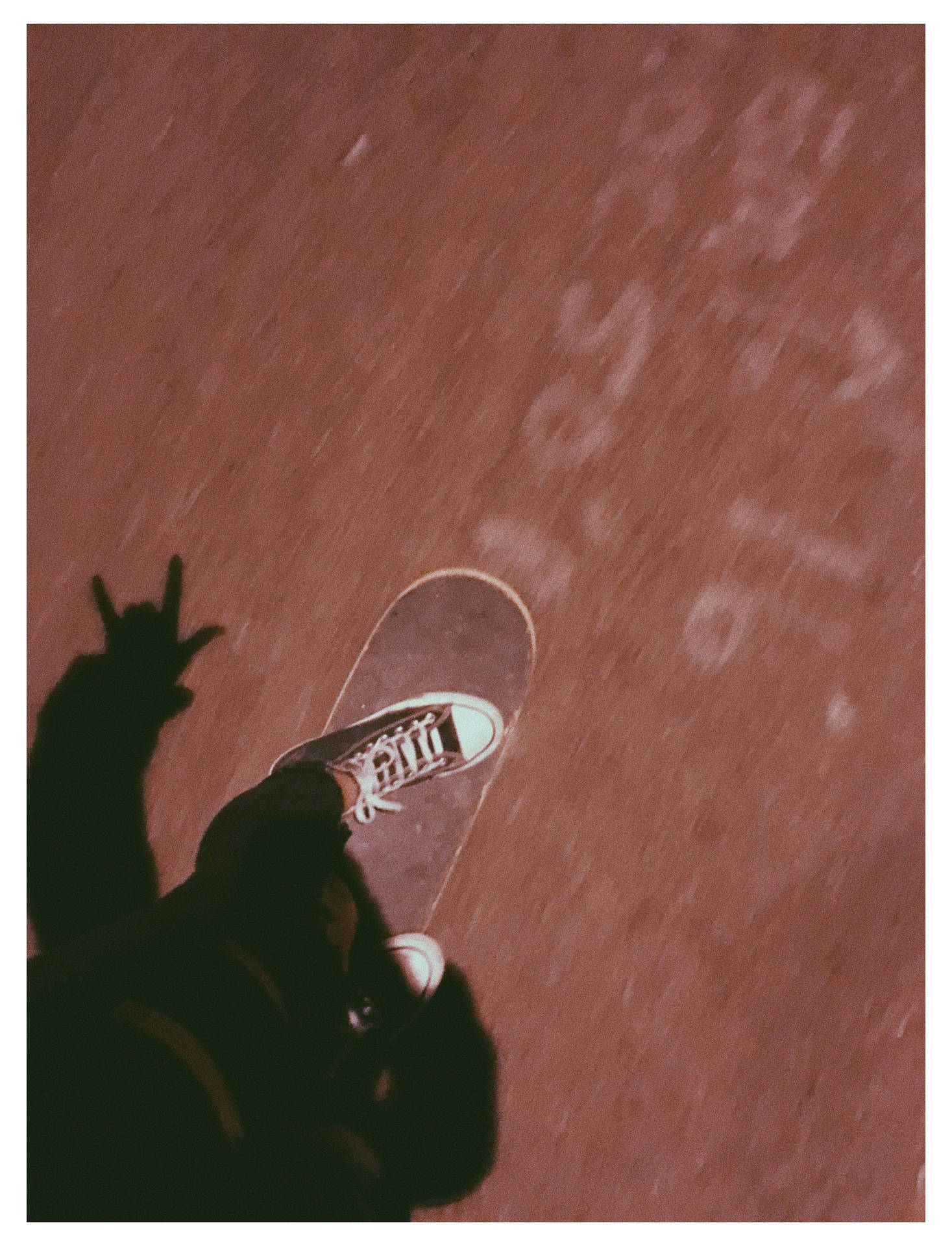 Download Rock And Roll Sign Shadow Skater Aesthetic Wallpaper