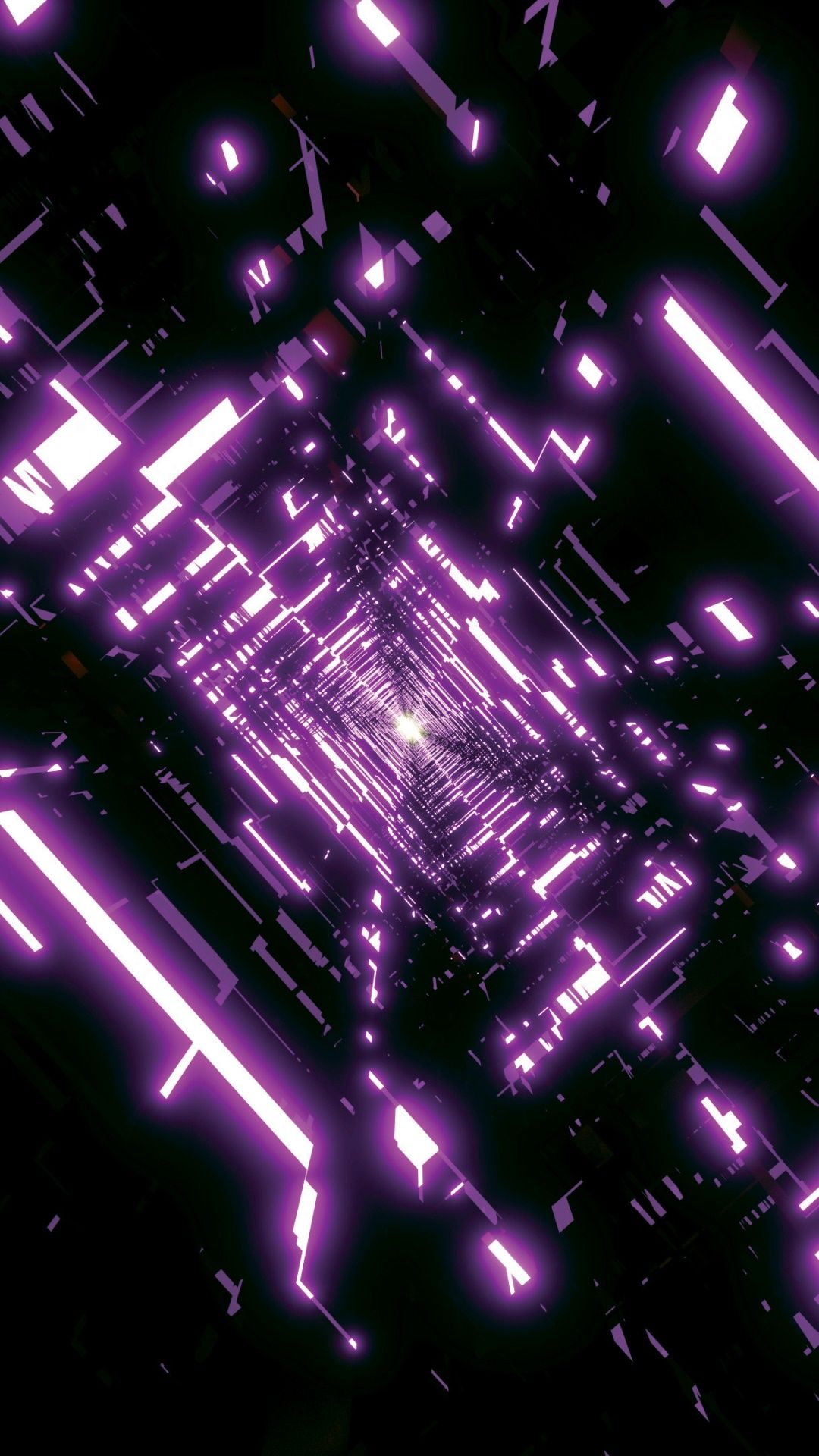 Wallpaper / Artistic Abstract Phone Wallpaper, Black, Purple, Tunnel, Square, 3D, 1080x1920 free download