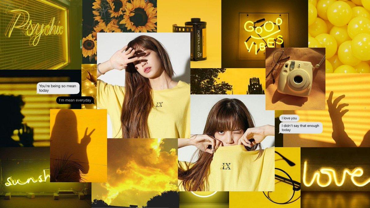 Aesthetic collage of a girl and yellow background - BLACKPINK