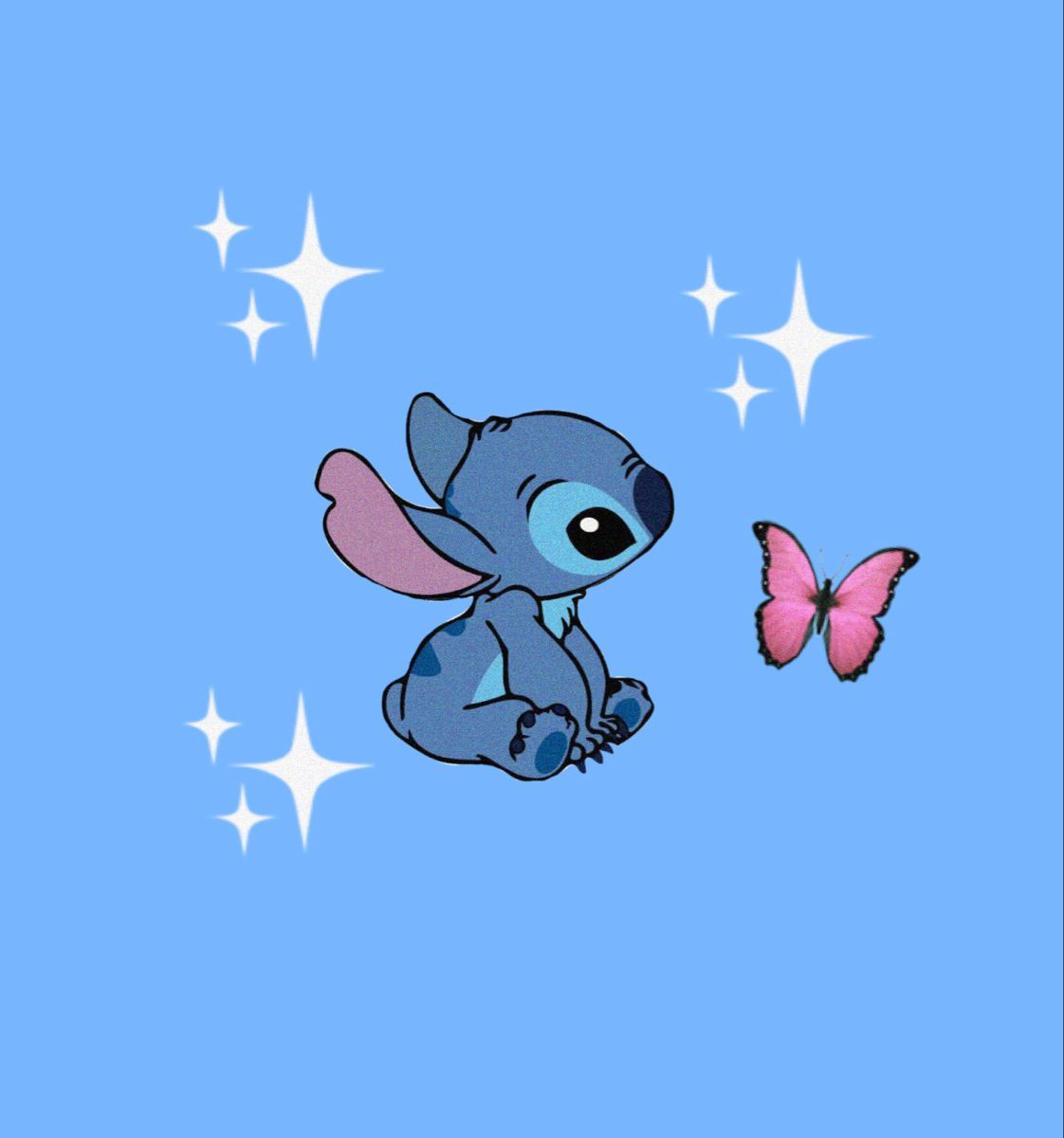 A cute little stitch is sitting on the ground with butterfly - Stitch, profile picture