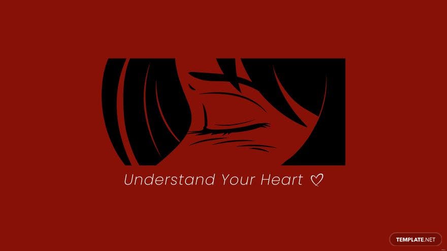 A red background with a black heart that says 