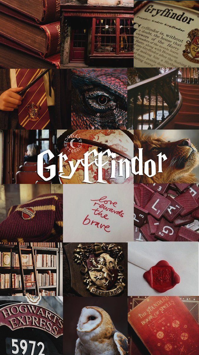 A collage of pictures with the word gryffindor - Gryffindor