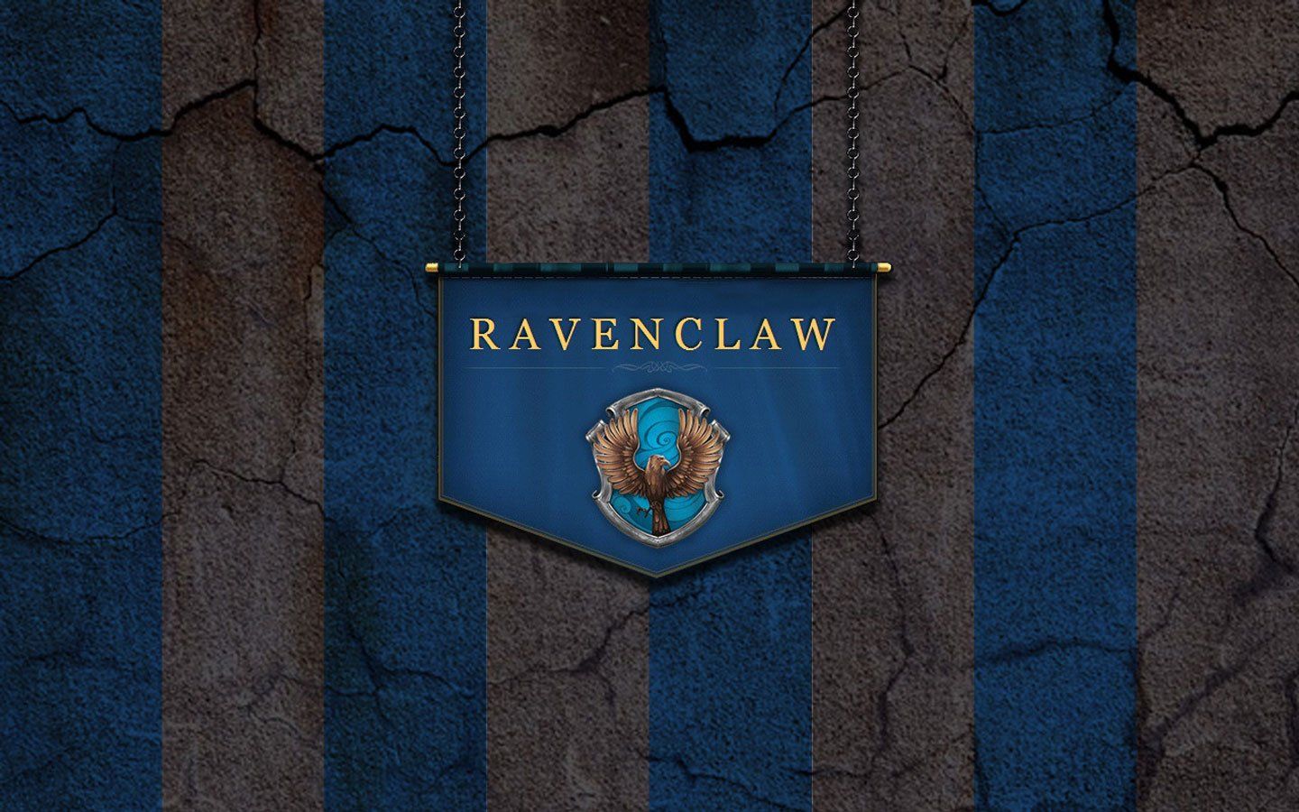 Ravenclaw banner on a stone wall - Ravenclaw