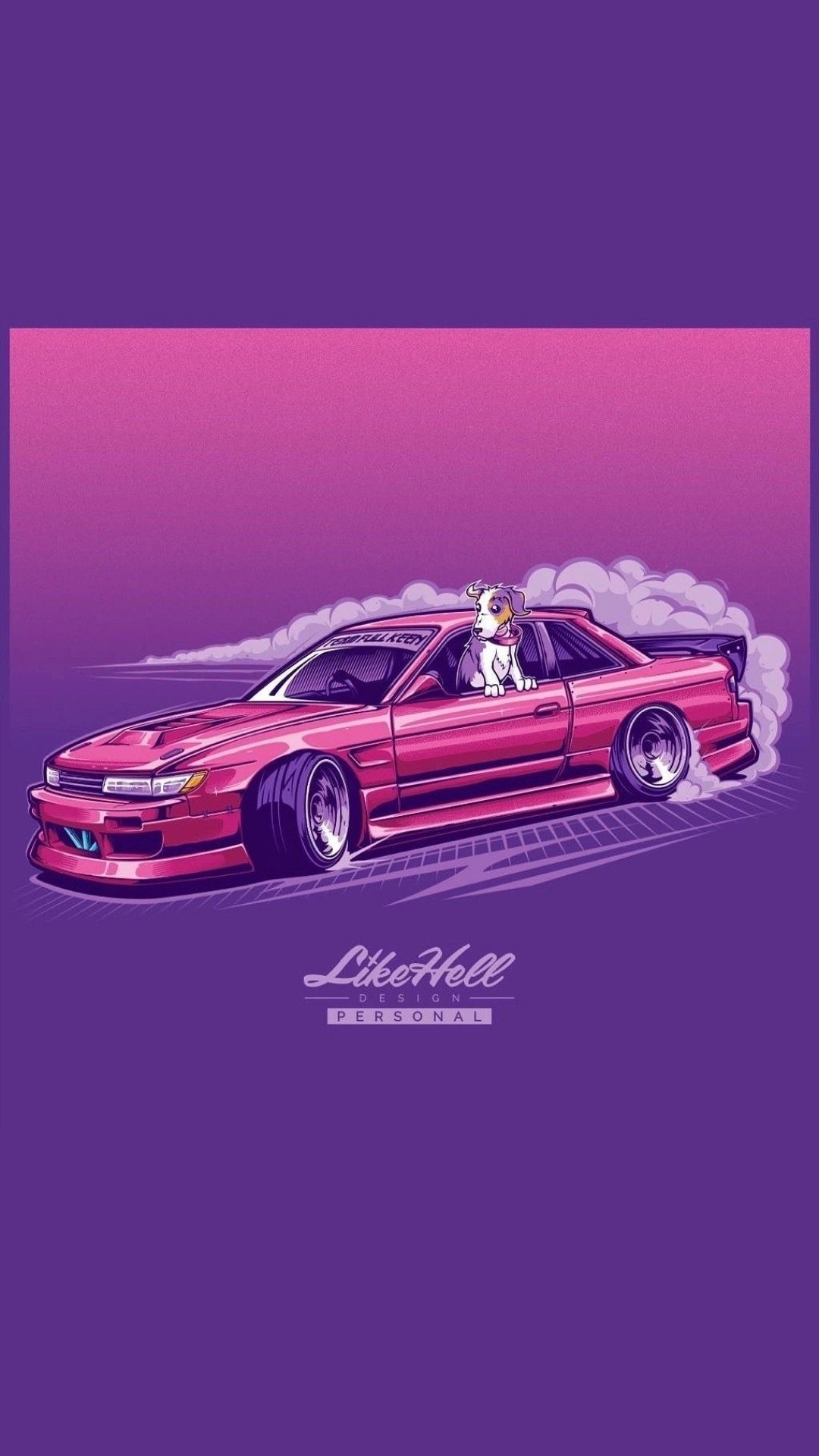 A pink car with smoke coming out of it - Cars, JDM