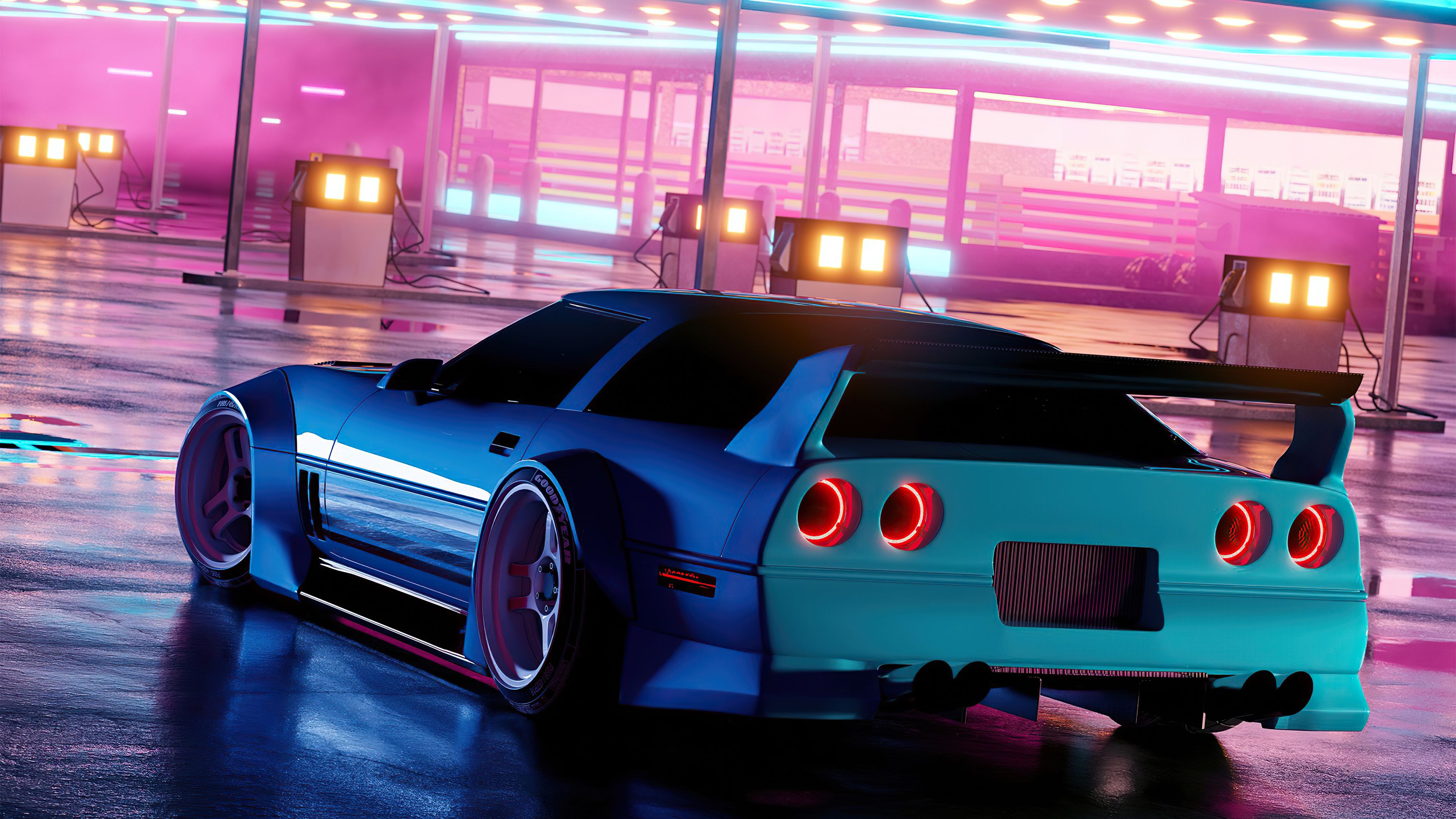 Neon Car Wallpaper and Background 4K, HD, Dual Screen