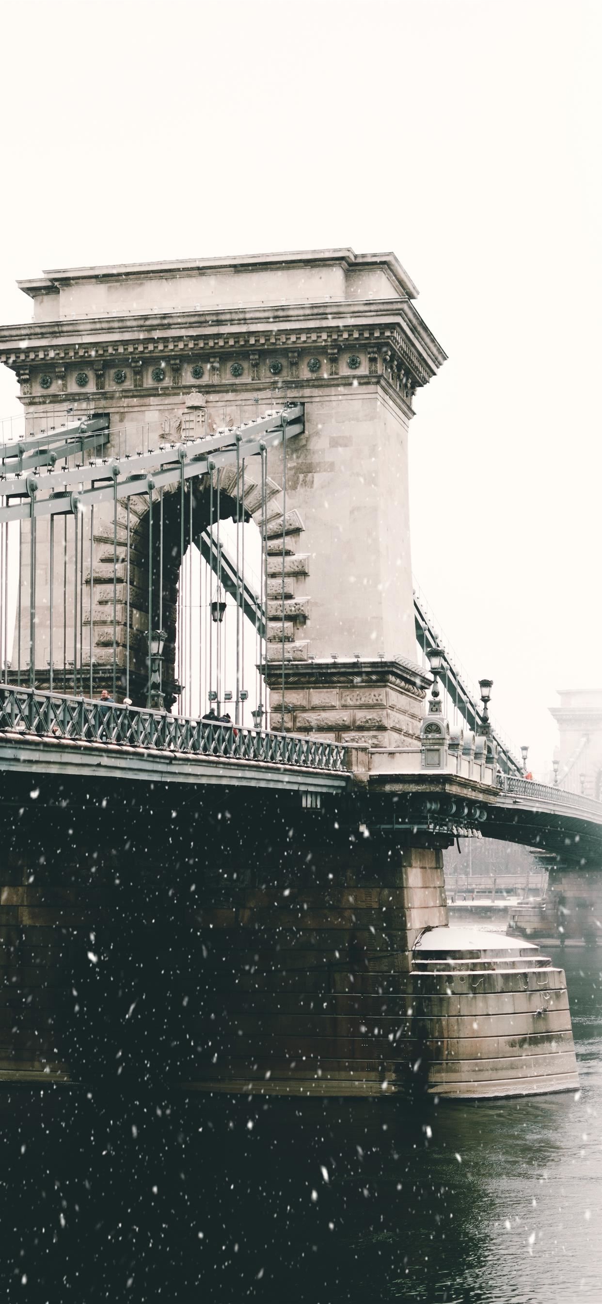 A snowing day in Budapest, Hungary. - Architecture