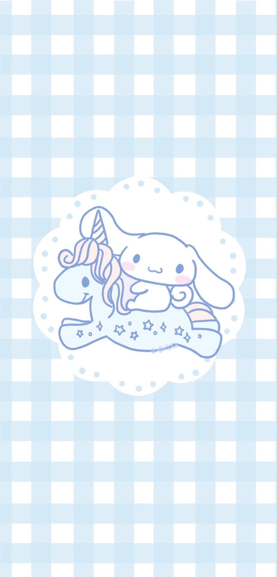 A cute little bunny is laying on top of the unicorn - Cinnamoroll