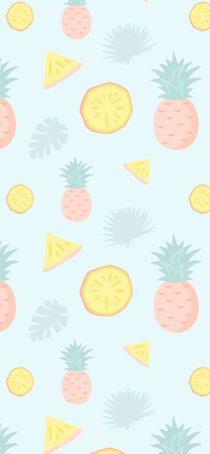 IPhone wallpaper with pastel pineapple pattern on a blue background - Pineapple