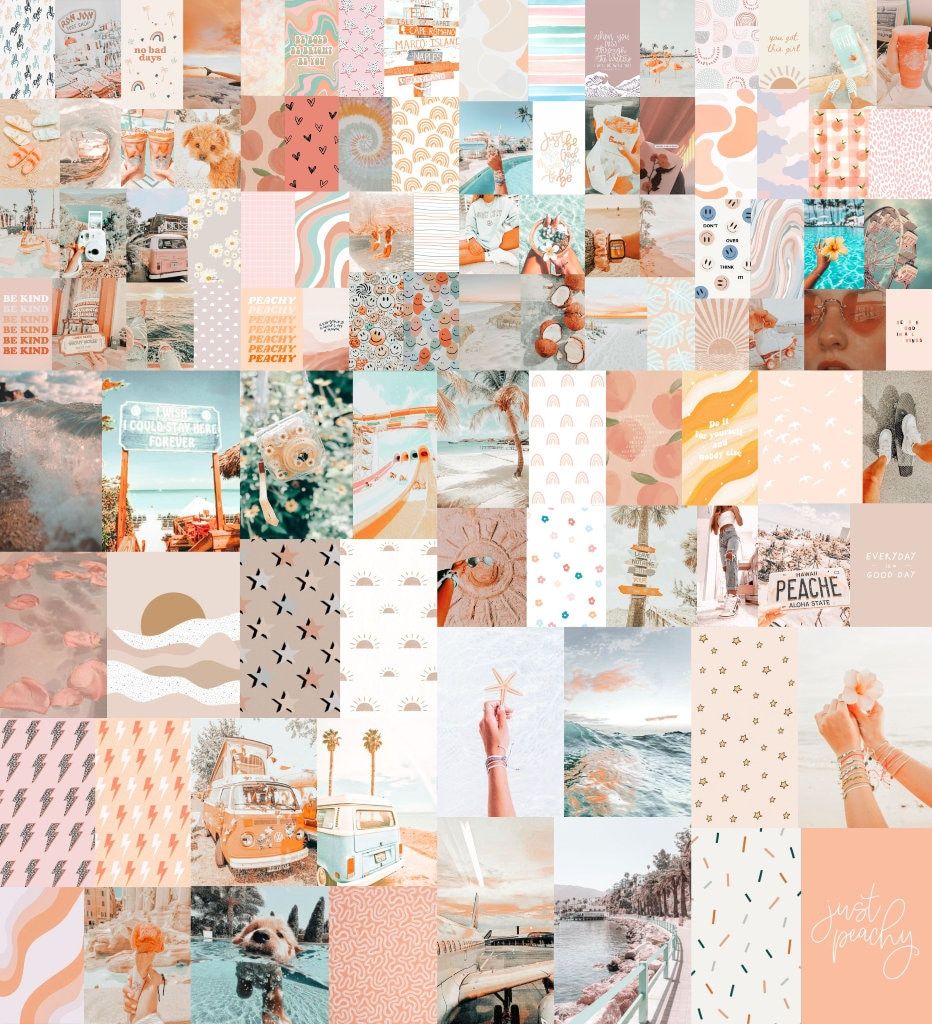 A collage of peach and pink aesthetic pictures. - VSCO