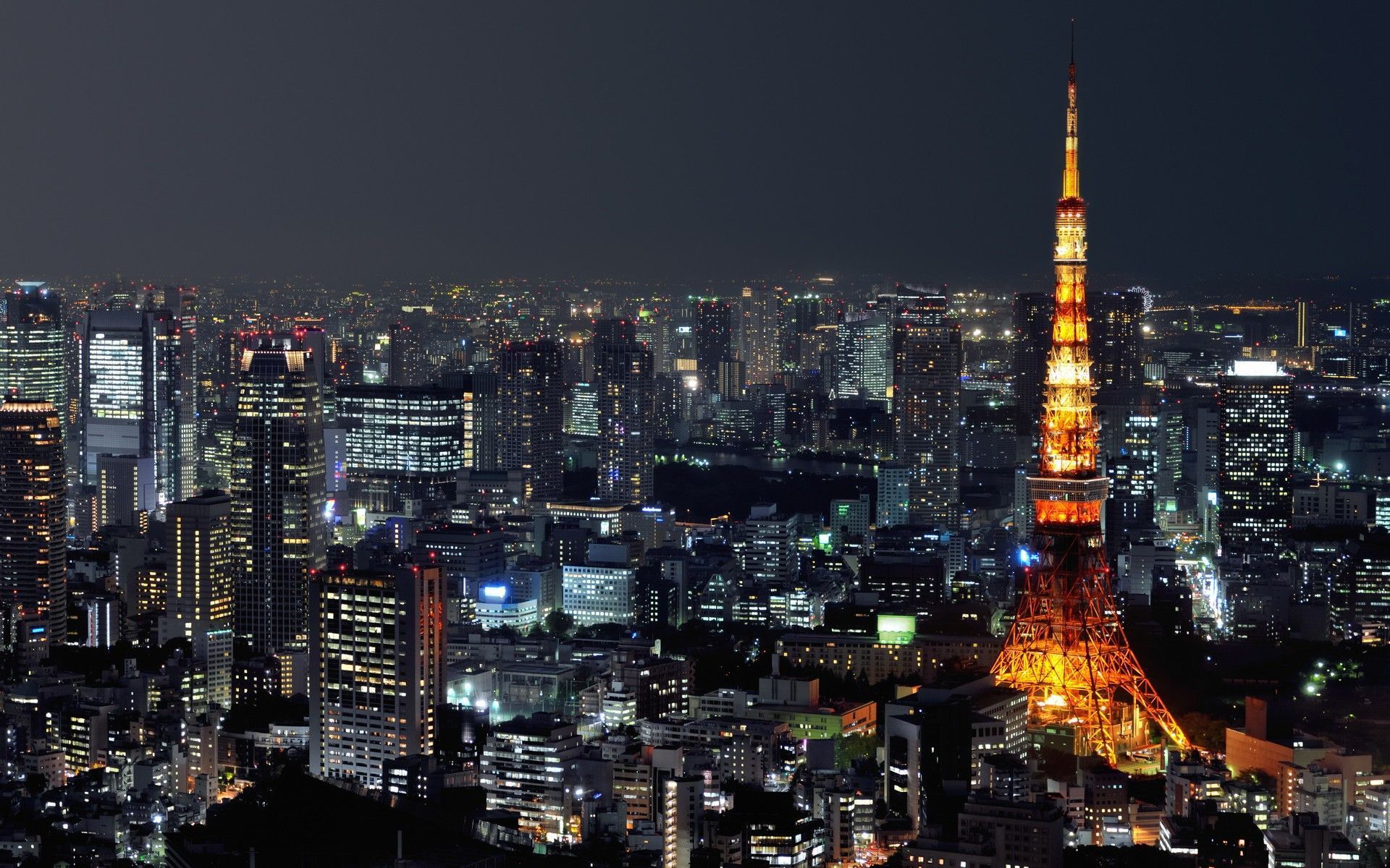 Tokyo Tower at night, seen from the Roppongi Hills observation deck - Tokyo