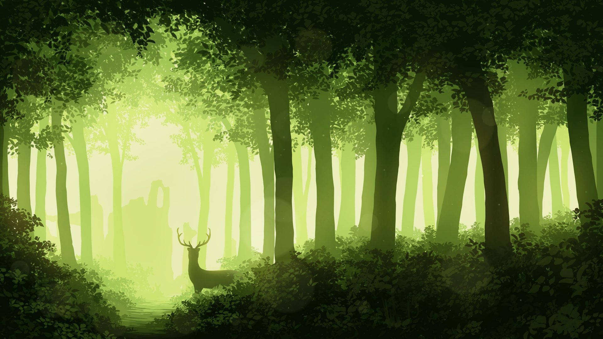 Green forest wallpaper, beautiful, deer, sunlight, forest, nature, wallpaper, background, image, picture - Forest