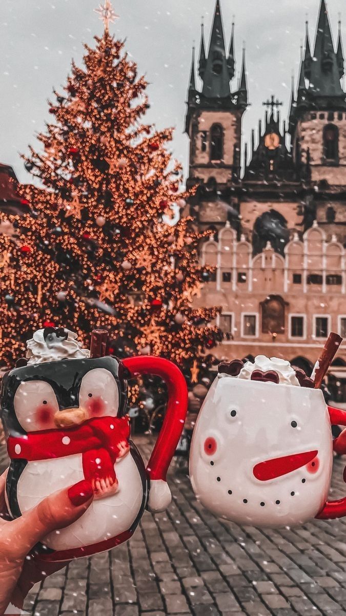 Christmas in prague with a cup of hot chocolate - Christmas