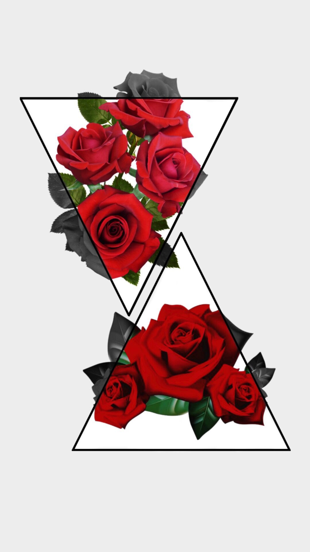 A triangular shape with red roses on it - Roses
