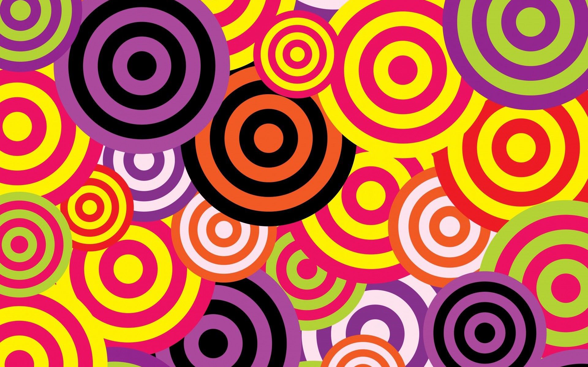 Colorful wallpaper with circles of different sizes and colors - 60s