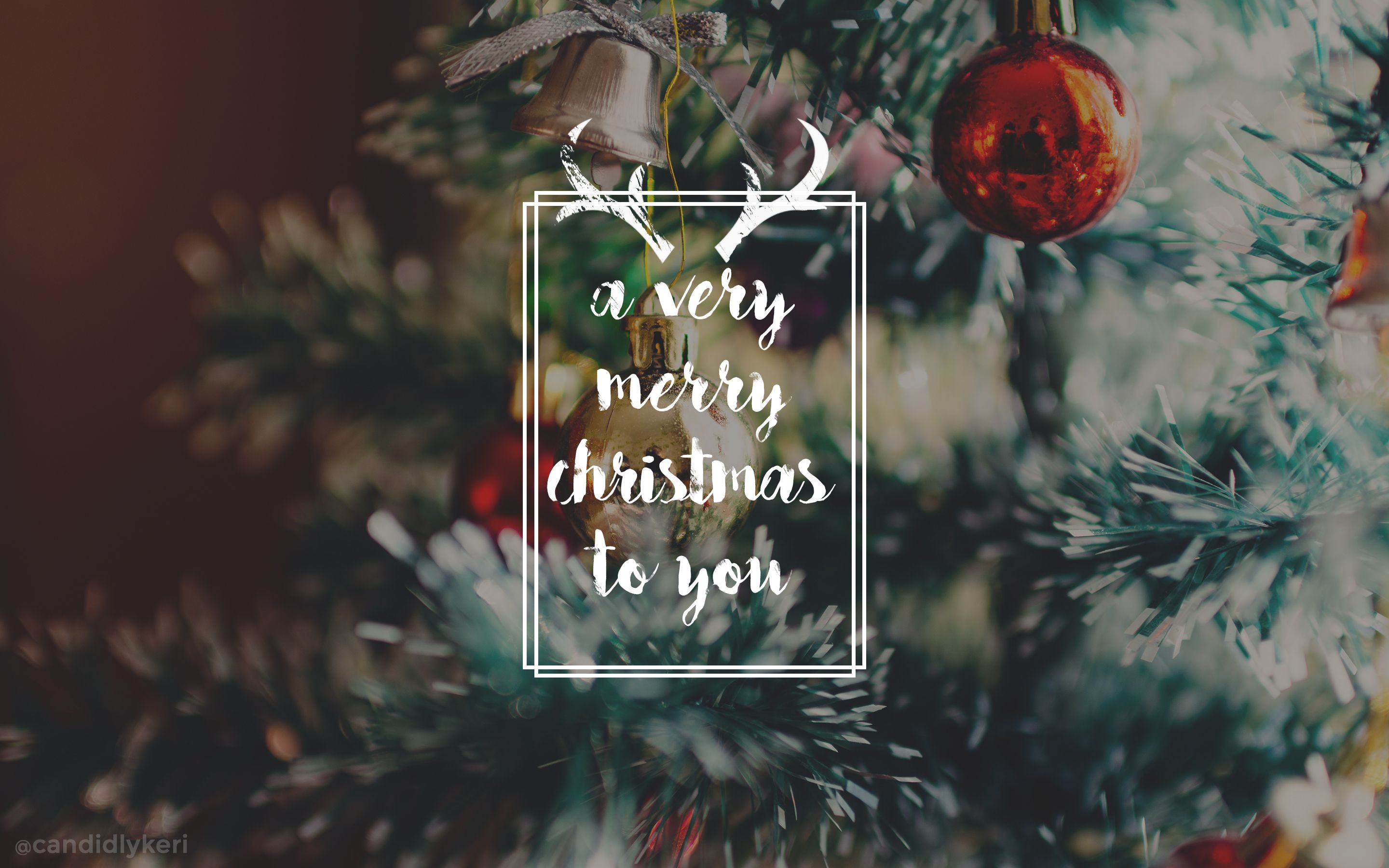 A christmas tree with ornaments and the words merry to you - Christmas, cute Christmas