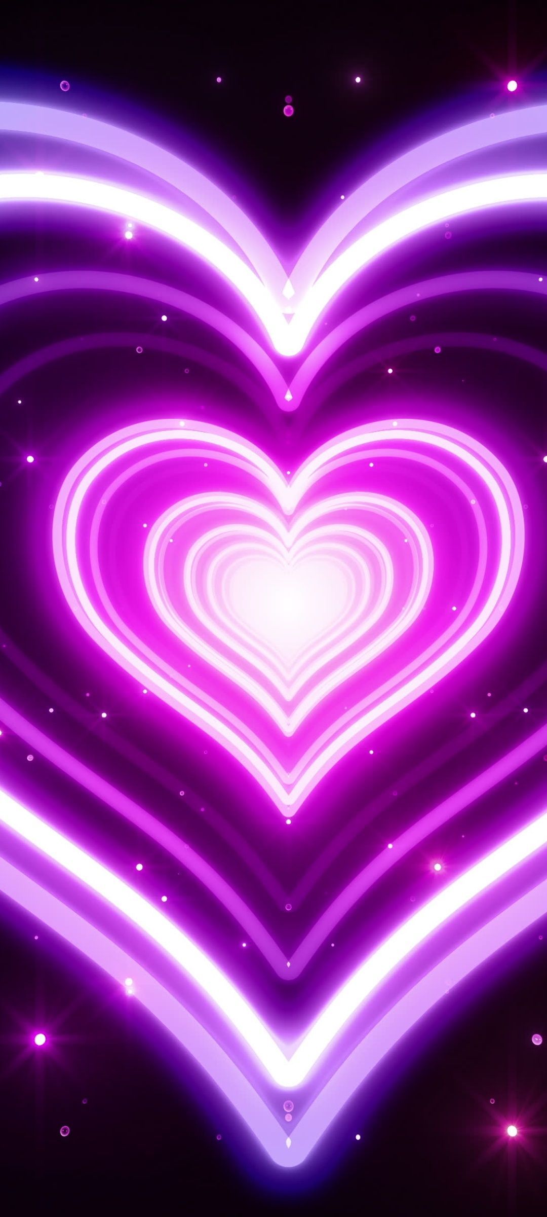 A purple heart shaped light on black background - Neon purple, 1080x2400