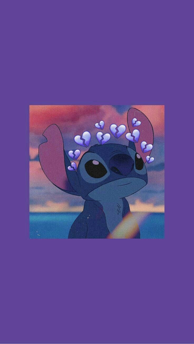 Stitch the little girl with a purple background - Disney