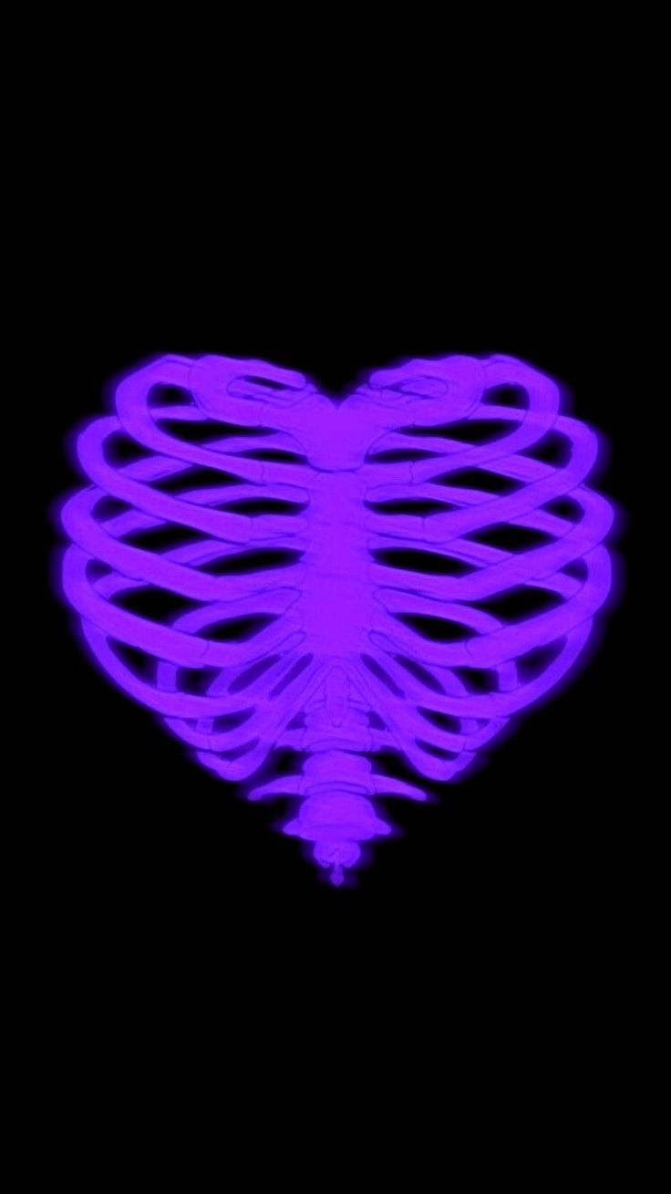 A purple neon heart on a black background - Dark purple, purple