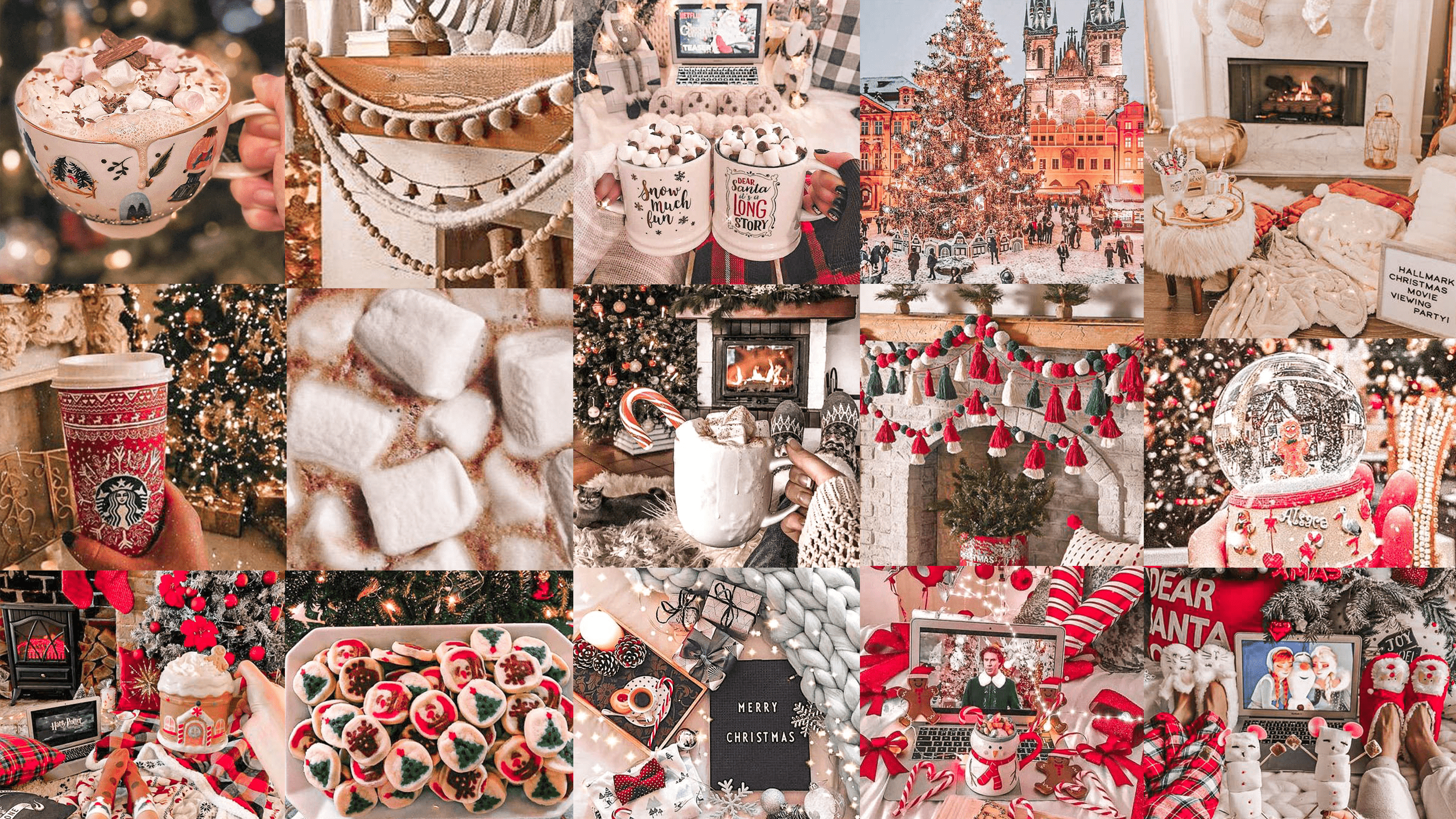 A collage of red and white Christmas images - Christmas, white Christmas