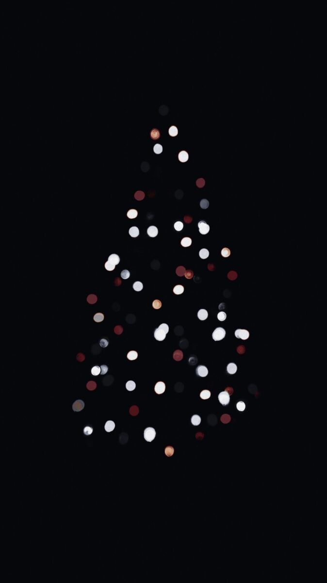 Christmas tree on a black background - Christmas, Christmas iPhone, December, cute Christmas, cute iPhone, white Christmas