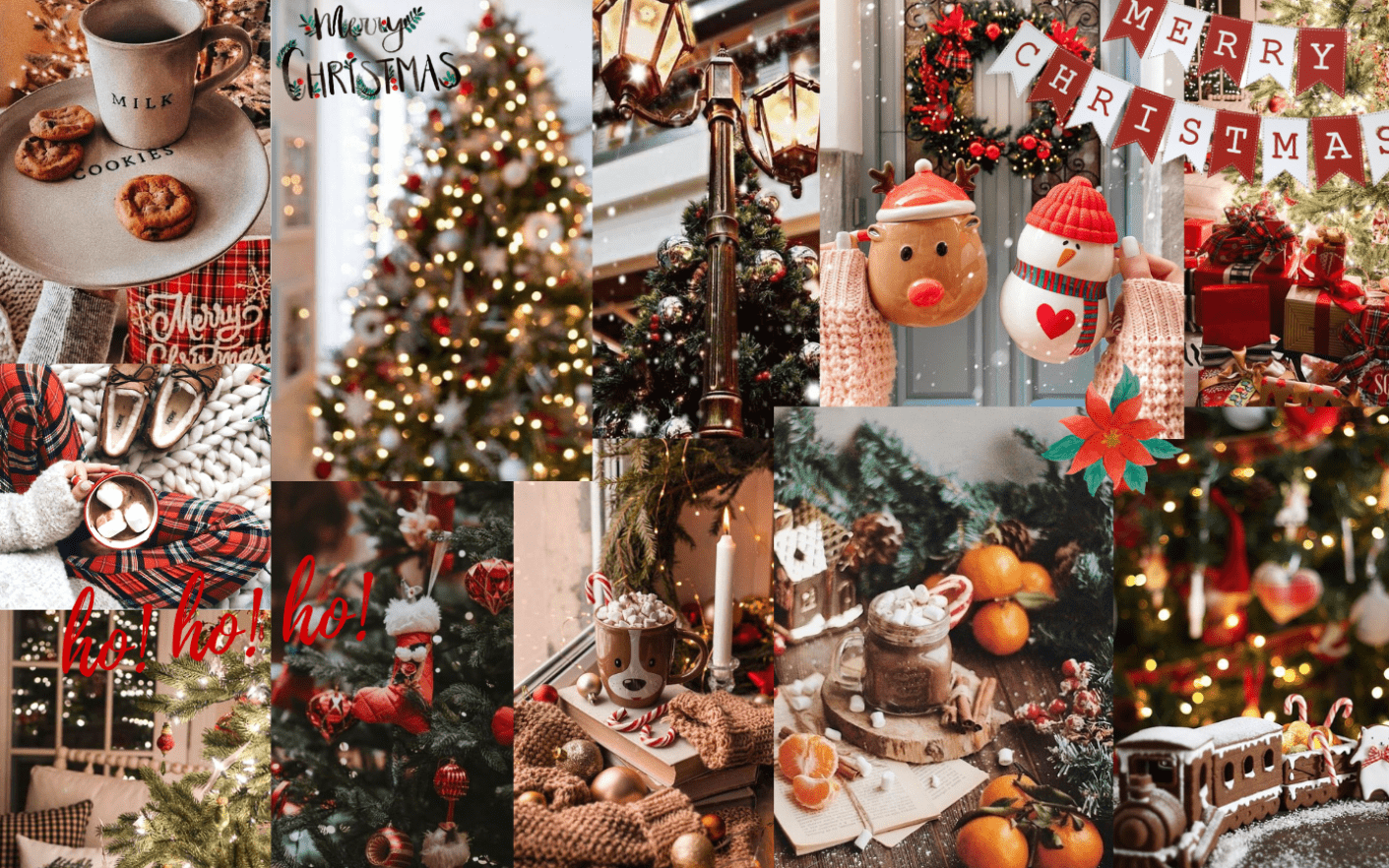 A collage of christmas decorations and food - Christmas