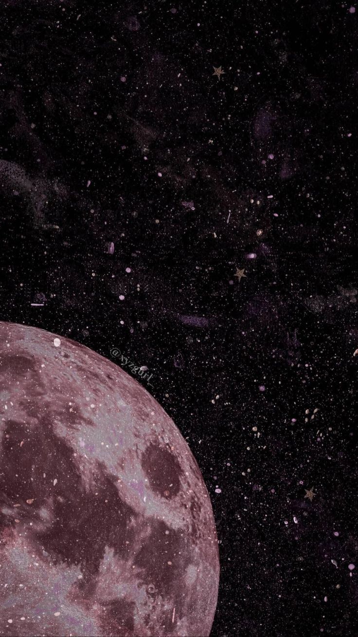 Aesthetic wallpaper of the universe with a purple moon - Moon