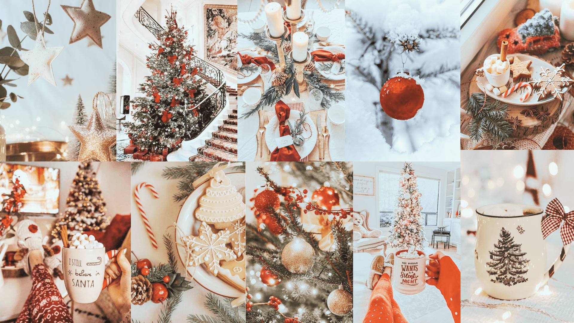 A collage of christmas decorations and trees - Christmas