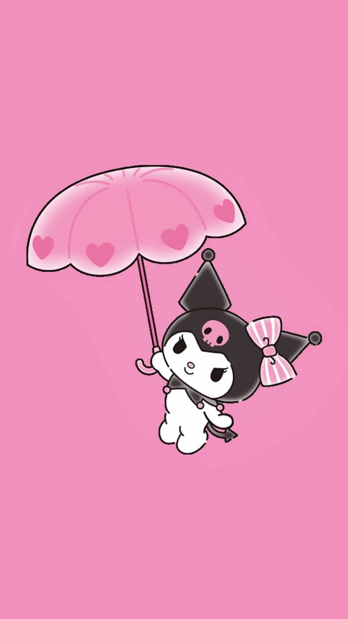 Download My Melody Kuromi With Cute Umbrella Wallpaper