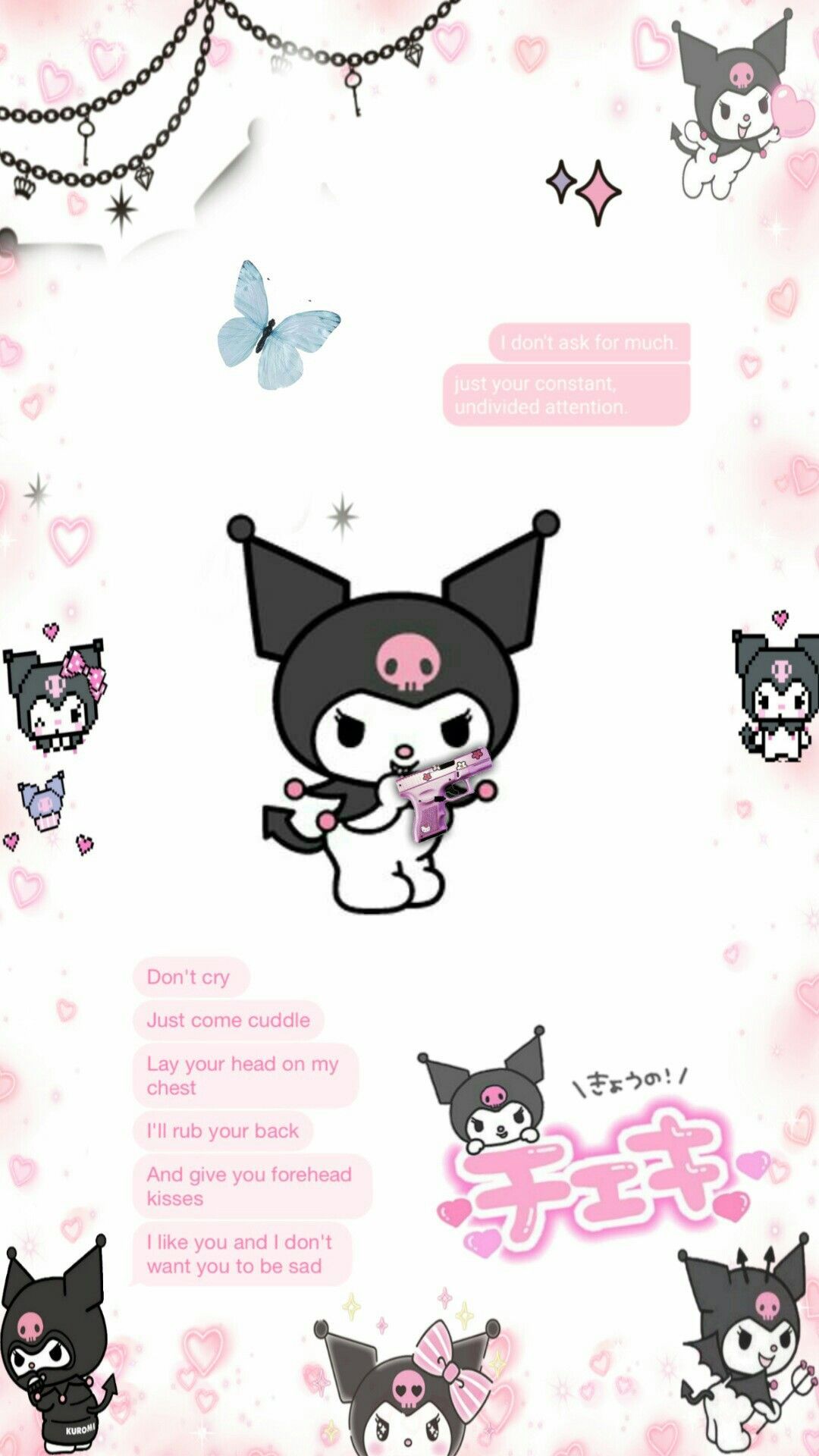 A cute cartoon cat with pink and black color - Kuromi