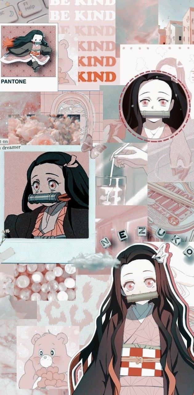 Aesthetic anime phone background with nezuko from demon slayer - Nezuko