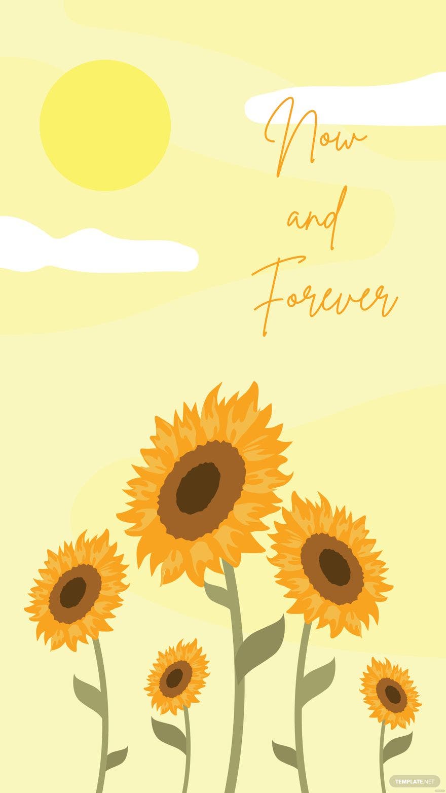 A yellow card with sunflowers and the words 