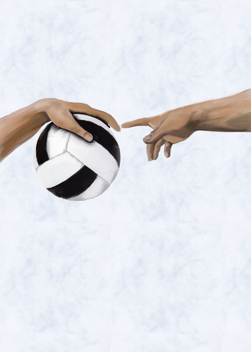 A volleyball is being passed between two hands. - Volleyball