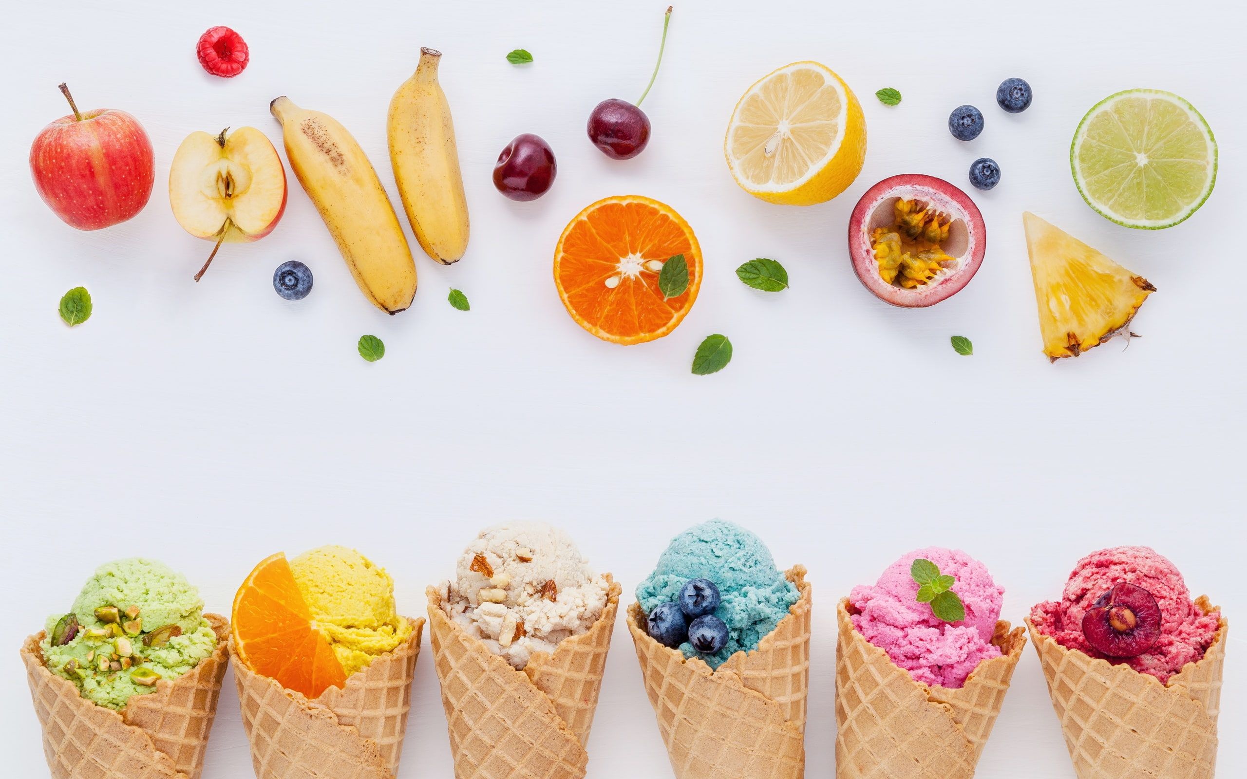 A group of ice cream cones with different colors - Ice cream